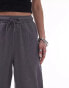 Topshop washed cheesecloth wide leg trouser in charcoal