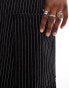 COLLUSION denim pinny dress in black stripe co-ord