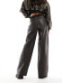 ONLY faux leather wide fit trouser in washed black