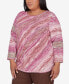 Plus Size Wine Country Diagonal Space Dye Crew Neck Sweater