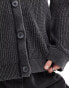 Monki boxy fit cable knit cardigan in off-black