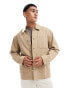 ASOS DESIGN worker jacket in washed twill in stone