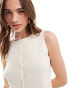 ASOS DESIGN knitted crew neck cropped waistcoat in ivory