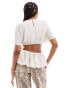 ASOS DESIGN linen look tee with open back in natural