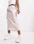 ASOS DESIGN side ruched cargo maxi skirt in pink