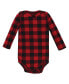 Baby Girls Cotton Long-Sleeve Bodysuits, Buffalo Plaid Gold, 3-Pack