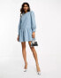 Never Fully Dressed embellished smock mini dress in denim jacquard