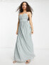 TFNC Petite Bridesmaid bandeau maxi dress in sage green