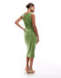 Lavish Alice obi belted halterneck midi dress in green