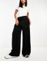 ASOS DESIGN clean front wide leg trouser in black