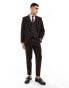 ASOS DESIGN tapered wool blend suit trousers in brown twill