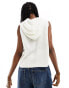 ASOS DESIGN zip through waistcoat with hood in cream