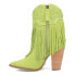 Dingo Crazy Train Fringe Embroidery Snip Toe Cowboy Booties Womens Green Casual