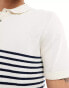 Jack & Jones knitted polo in white and navy stripes