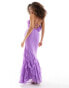 ASOS DESIGN ruffle halter bias maxi dress with ruffle hem in purple