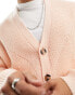 ASOS DESIGN knitted fisherman rib cardigan in light pink