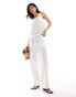 Vero Moda mix and match tie waist wide leg trouser in white