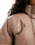 River Island PU puffer jacket in brown