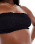 South Beach frilly crinkle bandeau bikini top in black