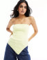 4th & Reckless knitted rib bandeau asymmetric hem top in pale yellow