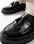 ASOS DESIGN loafers in black leather with chunky sole and contrast stitch