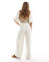 Vila Petite tailored wide leg trousers in cream