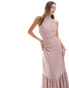 TFNC Bridesmaids halter neck dress in soft pink