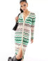 River Island chevron knitted maxi cardigan co-ord in green