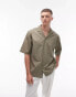 Topman short sleeve smart boxy shirt in green