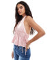 ASOS DESIGN tie side satin halter top in pink