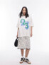 Topshop graphic sportif 23 oversized tee in ecru