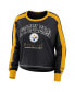 Women's Black Pittsburgh Steelers Plus Size Colorblock Long Sleeve T-shirt