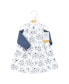 Toddler Girls Quilted Cardigan and Dress 2pc Set, Blue Toile