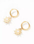 Lost Souls stainless steel 18ct gold plated hoop earrings with pearl sun charm