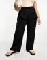 ASOS DESIGN Curve wide leg trouser in black