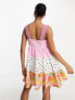 ASOS DESIGN Tall crochet babydoll mini dress in pink mixed print