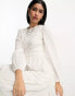 ASOS DESIGN broderie and pin tucks long sleeve tiered maxi tea dress in white