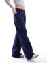 Stradivarius belted wide leg trouser in navy