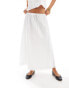 ASOS DESIGN cotton drawstring waist maxi skirt with broderie trim in white co ord