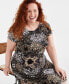 Plus Size Printed Round-Neck Short-Sleeve Dress