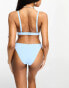 Peek & Beau Fuller Bust Exclusive mix & match scallop plunge long line bikini top in pastel blue