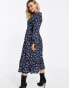 Missguided midi smock dress with ruffle hem in ditsy floral