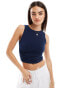 Stradivarius boat neck top with ruched detail in navy