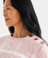 Petite Striped Cable-Knit Button-Trim Sweater, Created for Macy's