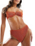 South Beach crinkle high waist bikini bottom in rust