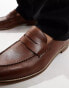 ASOS DESIGN loafers in tan leather with natural sole - STONE