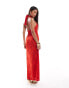 ASOS DESIGN sheer burnout halterneck maxi dress with low back in red