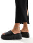 Stradivarius chunky flatform mule in black