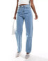 DTT Katy high waisted cropped straight jeans in light blue wash