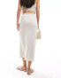 In The Style linen look drawstring midaxi skirt in stone